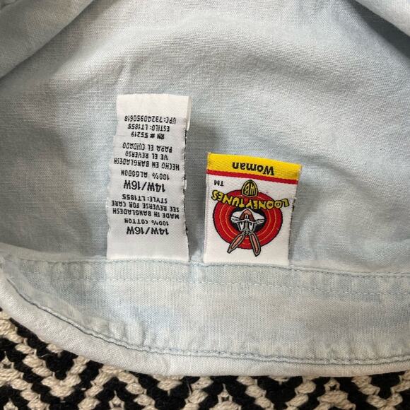 Looney Tunes Vintage 90s Denim Tweedy Bird Shirt Women’s size 14W/16W - Picture 5 of 6